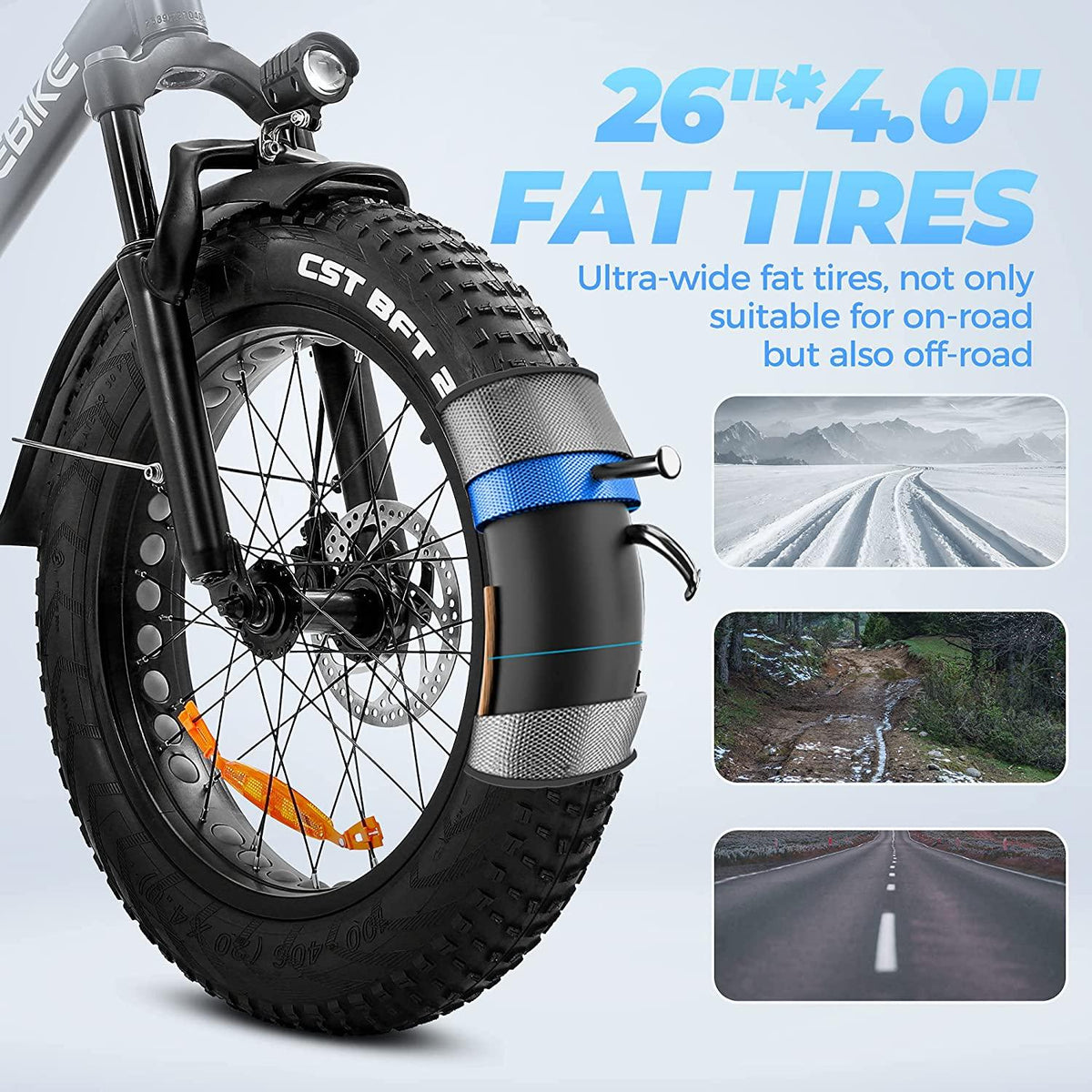 XWC05 750W Electric Bikes for Adults Up to 65 Miles EBike 4.0" Fat Tire Electric Bike 25 Mph