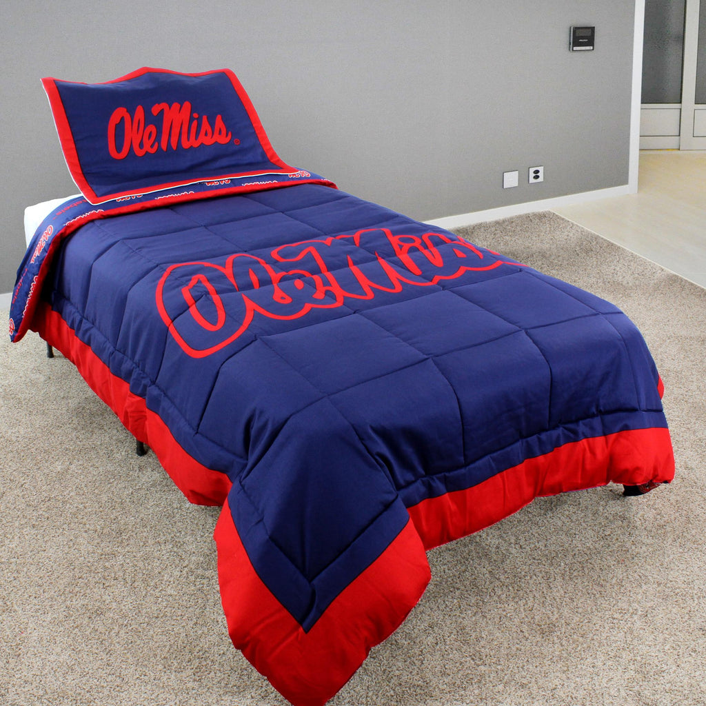 Mississippi Rebels 2 Pc Reversible Cotton Comforter Set, 1 Comforter, 1 Sham, Twin