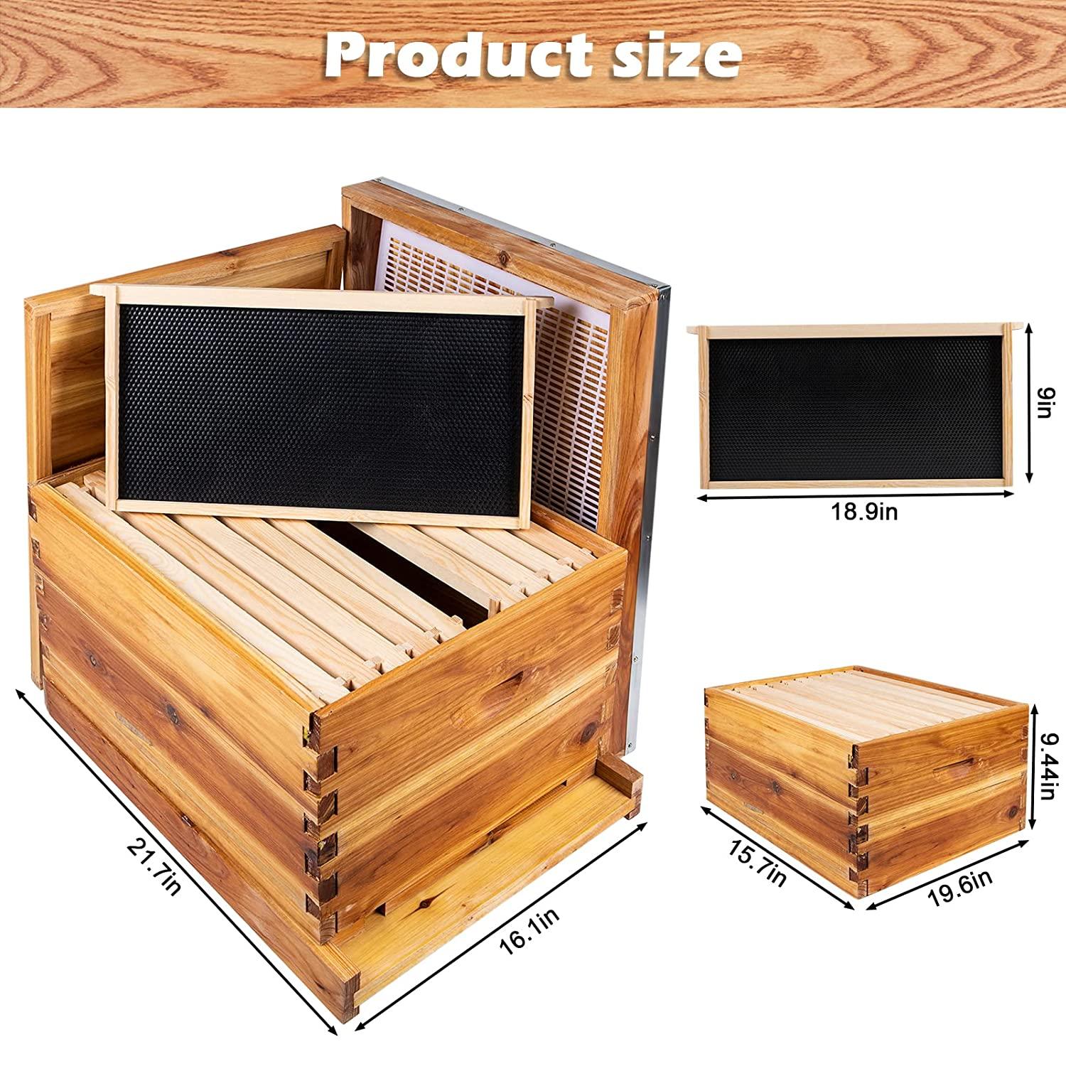 beehive starter kit, 10-frame bee hives &amp; 24pcs beekeeping supplies tools kit, wax coated and painted honey bee box and professional beekeeping starter tools