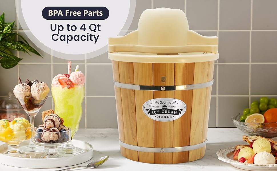 EIM-924LX 4 quart Old Fashioned Electric Ice Cream Maker, Pine Bucket