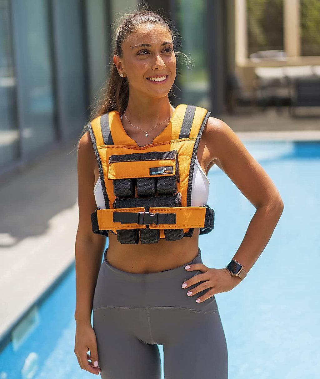 Gymnastics Power - Weighted Vest 25lb Removable Iron Weights for Men and Women Weighted Vest Workout for Calisthenics and Fitness Sport Training (Orange)