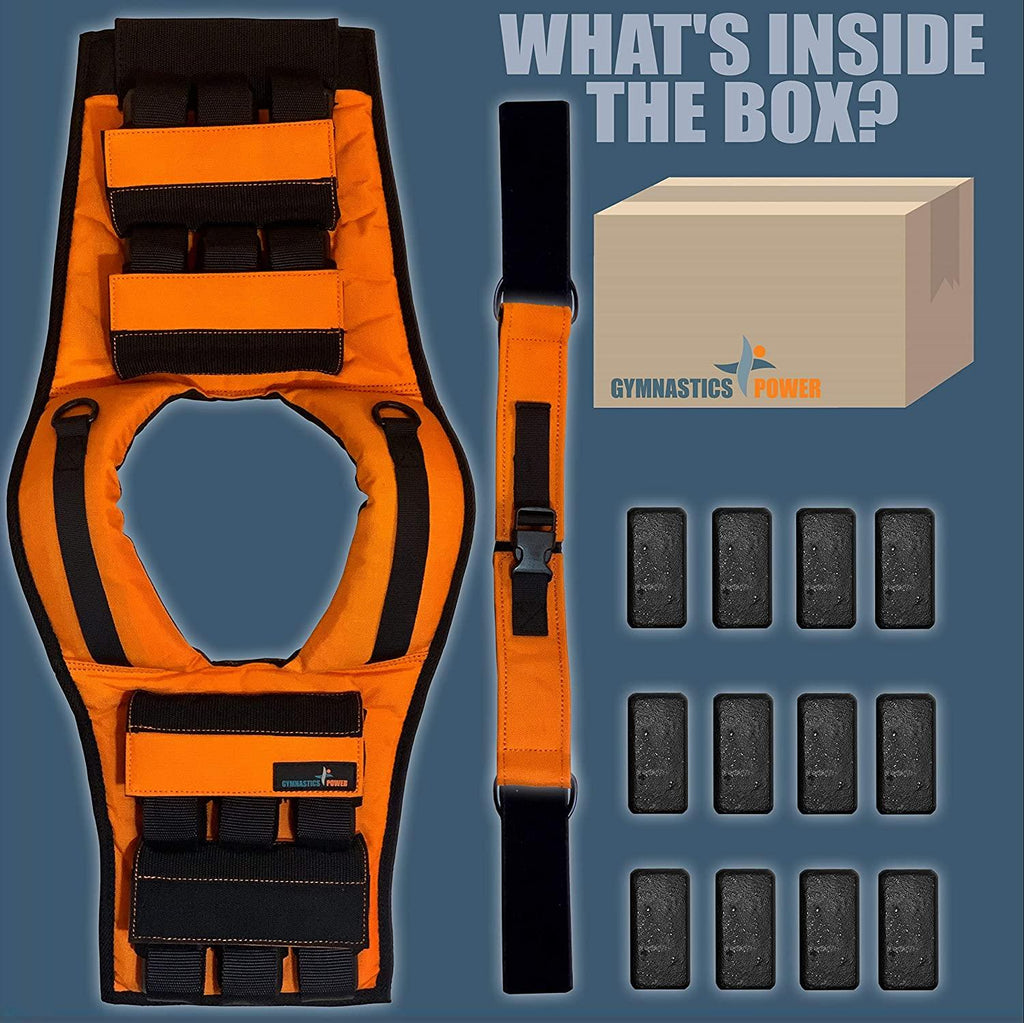 Gymnastics Power - Weighted Vest 25lb Removable Iron Weights for Men and Women Weighted Vest Workout for Calisthenics and Fitness Sport Training (Orange)