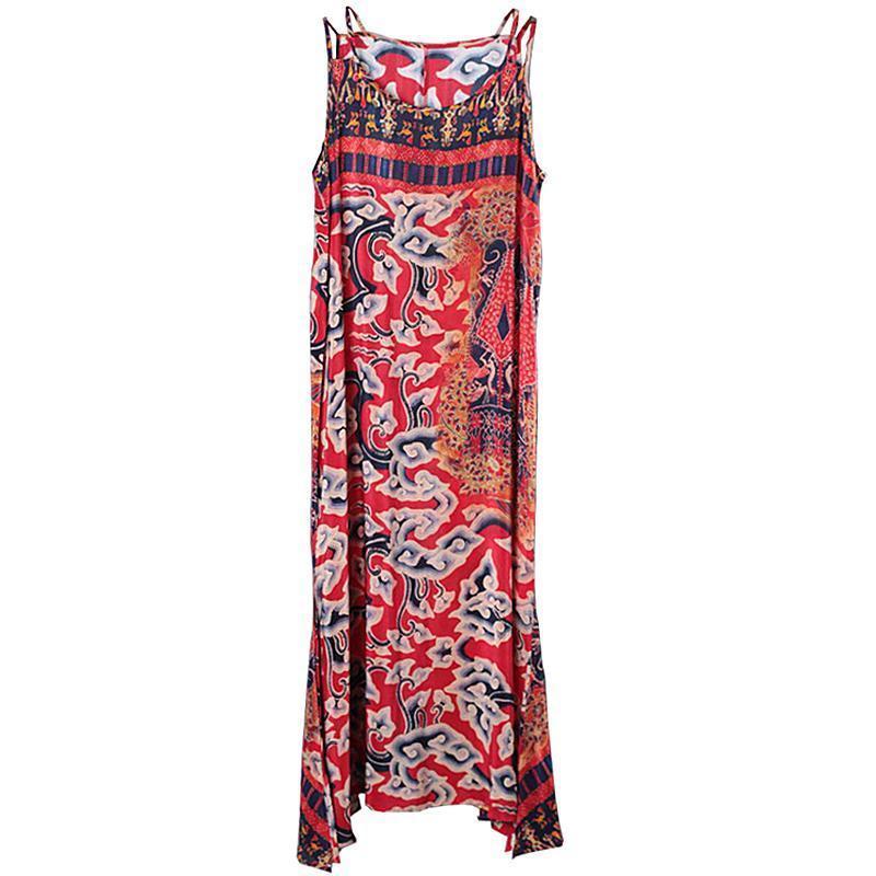 Women Long Section Silk Summer Maxi Sleeveless Dress