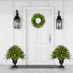 3 ft. Prelit Artificial Porch Christmas Tree with Red Berries and Warm White Lights