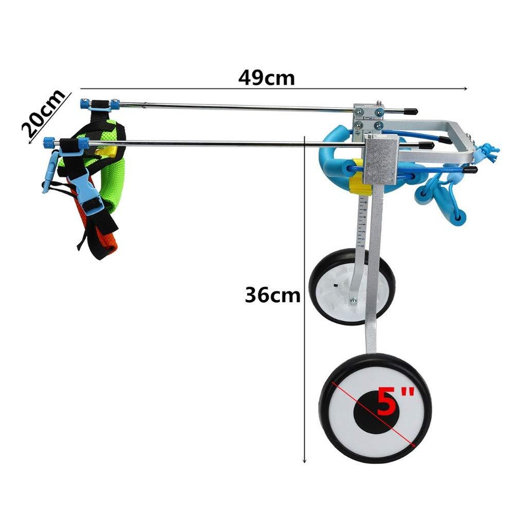 Haodan electronics 2 Wheel 5" Pet Dog Cat Wheelchair Aluminium Walk Cart Scooter for Handicapped Hind Leg XS Model Pet Weight 3-15kg can Adjusted