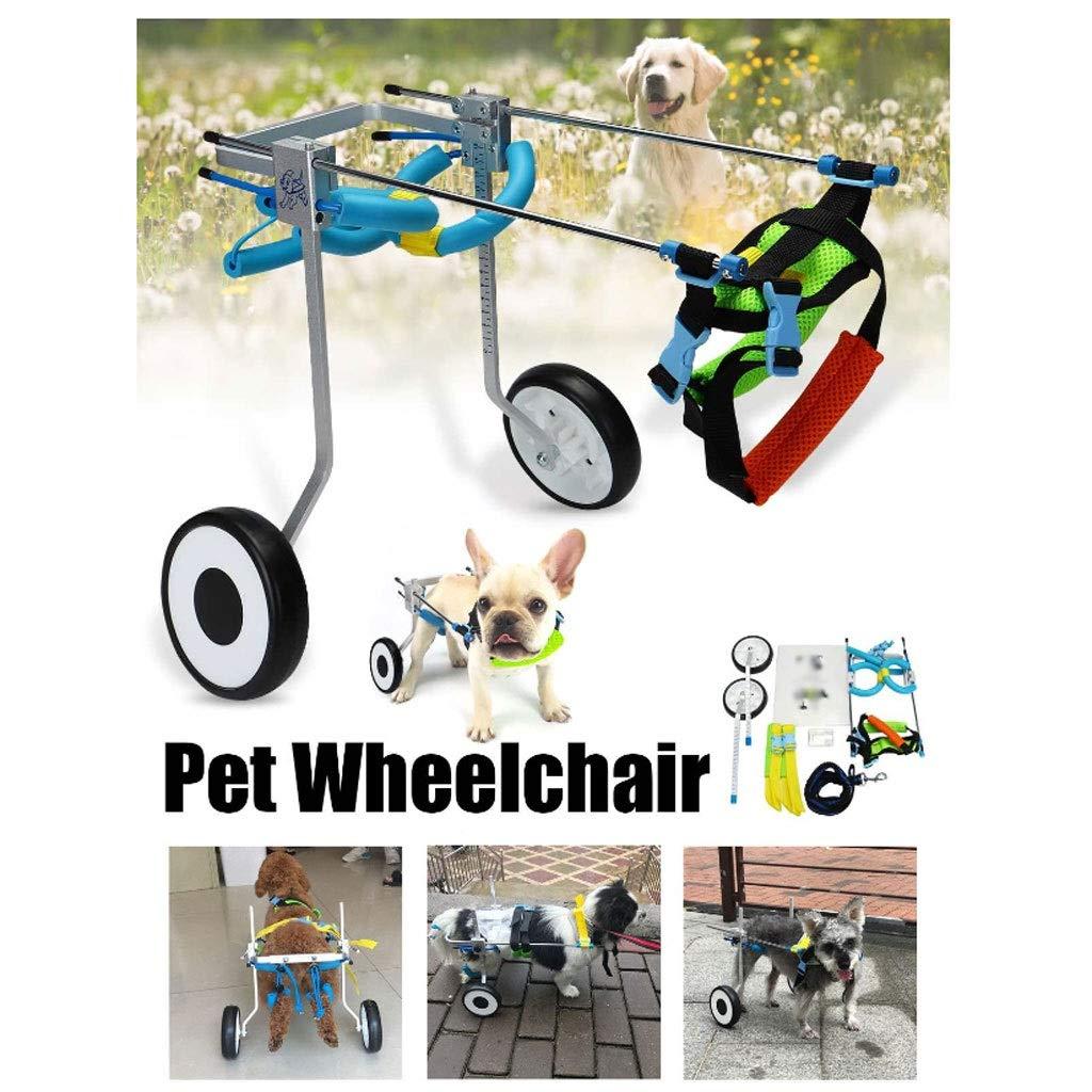 Haodan electronics 2 Wheel 5" Pet Dog Cat Wheelchair Aluminium Walk Cart Scooter for Handicapped Hind Leg XS Model Pet Weight 3-15kg can Adjusted