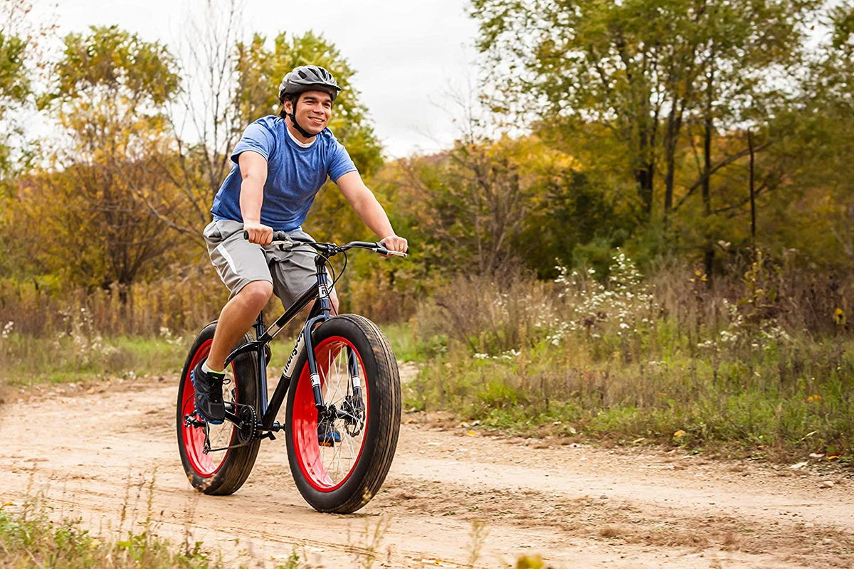 Mongoose Dolomite Mens Fat Tire Mountain Bike, 26-Inch Wheels, 4-Inch Wide Knobby Tires, 7-Speed, Steel Frame, Front and Rear Brakes, Multiple Colors