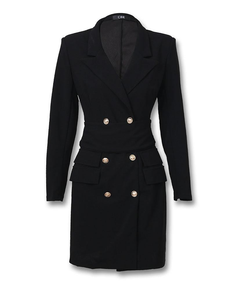 double breasted long sleeve blazer dress