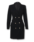 double breasted long sleeve blazer dress