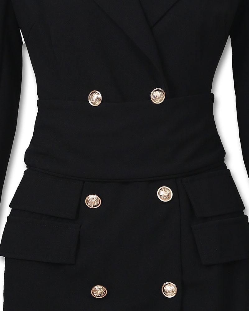 double breasted long sleeve blazer dress
