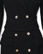 double breasted long sleeve blazer dress