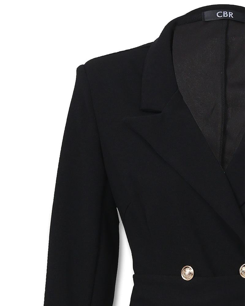 double breasted long sleeve blazer dress