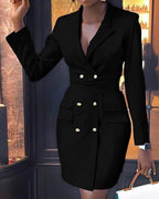 double breasted long sleeve blazer dress