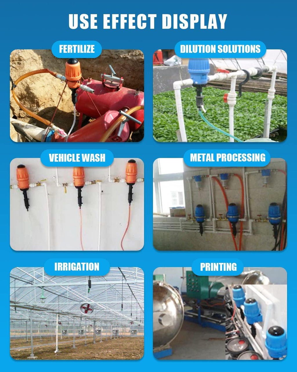 newtry 0.4%~4% adjustable fertilizer injector water powered chemical liquid doser dispenser 4.4~660.43 gallons/h drip irrigation injector dosing pump for industry garden hose livestock (0.4% -4%)