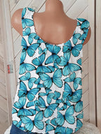 Butterfly Print Sleeveless T-shirt