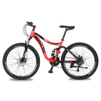 Lilypelle 26 in Mountain Bike 21 Speed Bicycle Full Suspension MTB Bikes