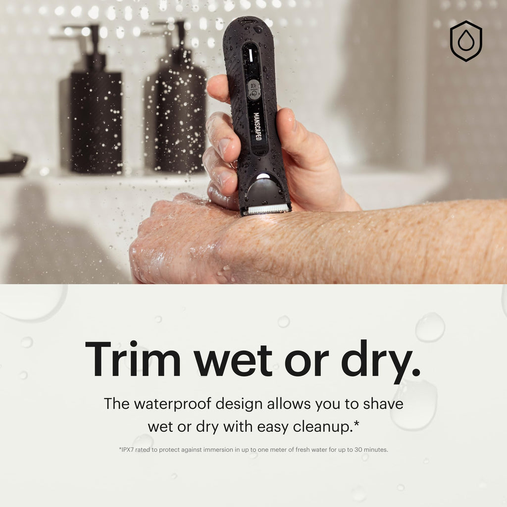 Lawn Mower3.0 Plus Groin &amp; Body Hair Trimmer – Updated SkinSafeTrimmer Blade, Waterproof Wet/Dry Groomer, USB-C Rechargeable, Men’s Wireless Ball Shaver, Tuxedo Black