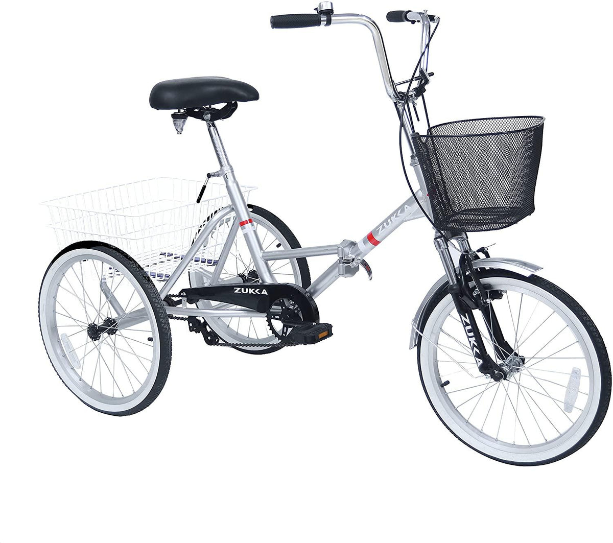 ZUKKA Adult Folding Tricycle Trikes,Foldable 20 inch 3 Wheel Bikes,Single Speed Portable Cruiser Bicycles with Shopping Basket for Seniors,Women, Men