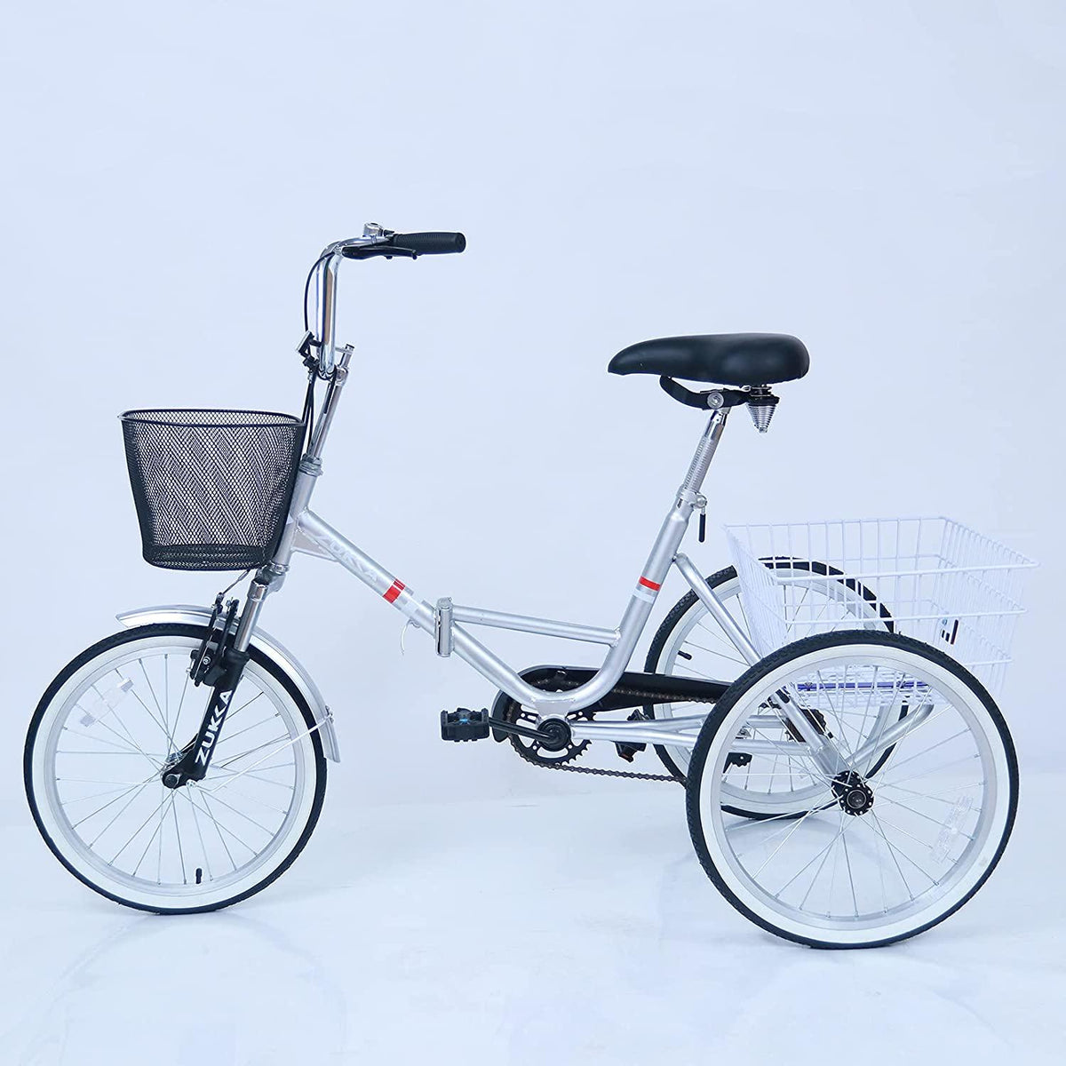 ZUKKA Adult Folding Tricycle Trikes,Foldable 20 inch 3 Wheel Bikes,Single Speed Portable Cruiser Bicycles with Shopping Basket for Seniors,Women, Men