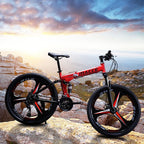 Black Friday Deals! LEBONYARD 24in Folding Mountain Bike s 21 Speed Bicycle Full Suspension MTB Bikes, Black