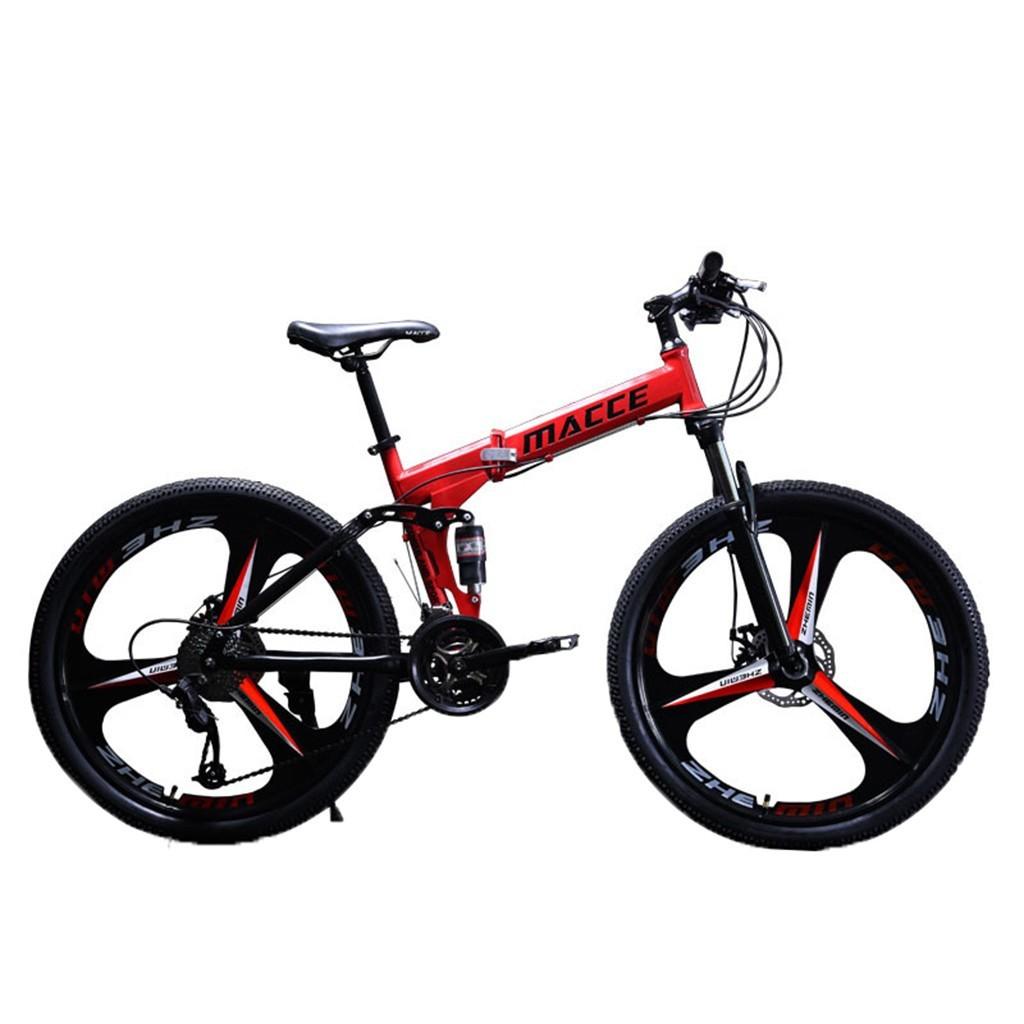 Black Friday Deals! LEBONYARD 24in Folding Mountain Bike s 21 Speed Bicycle Full Suspension MTB Bikes, Black