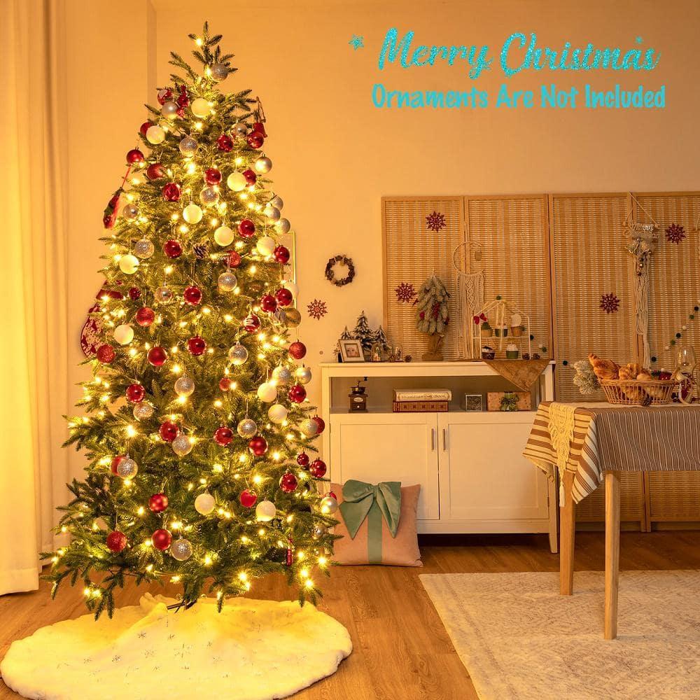 7 ft. Pre-Lit Artificial Christmas Tree, Realistic Hinged Xmas Tree