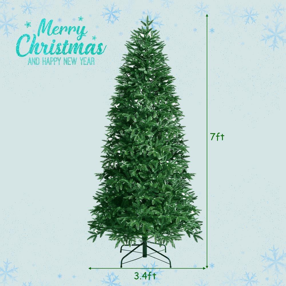 7 ft. Pre-Lit Artificial Christmas Tree, Realistic Hinged Xmas Tree