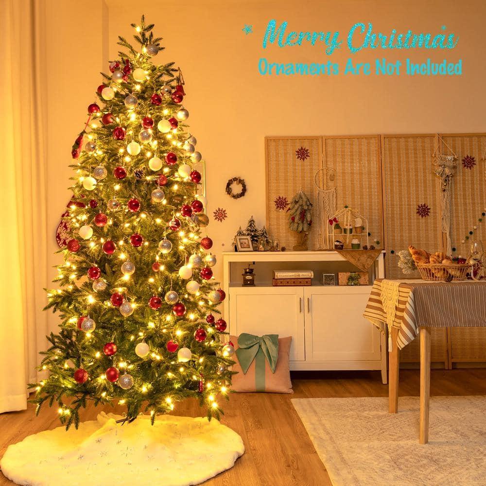 7 ft. Pre-Lit Artificial Christmas Tree, Realistic Hinged Xmas Tree
