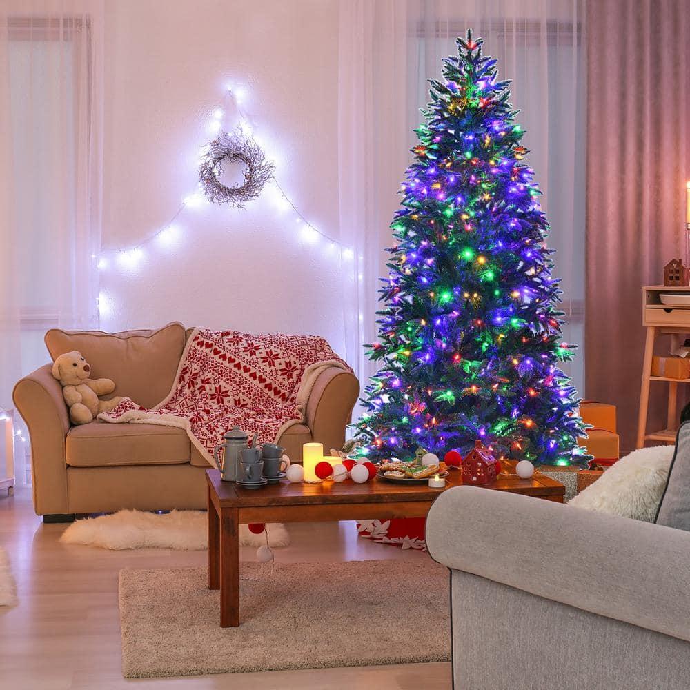 7 ft. Pre-Lit Artificial Christmas Tree, Realistic Hinged Xmas Tree