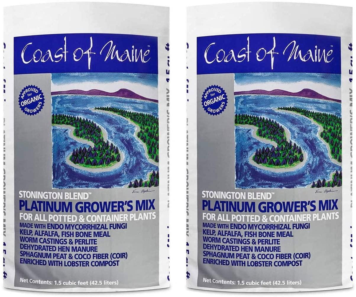 coast of maine cmsbo15 stonington blend organic growers mix with all natural oceanic ingredients for planters and pots, 1.5 cubic feet (2 pack)