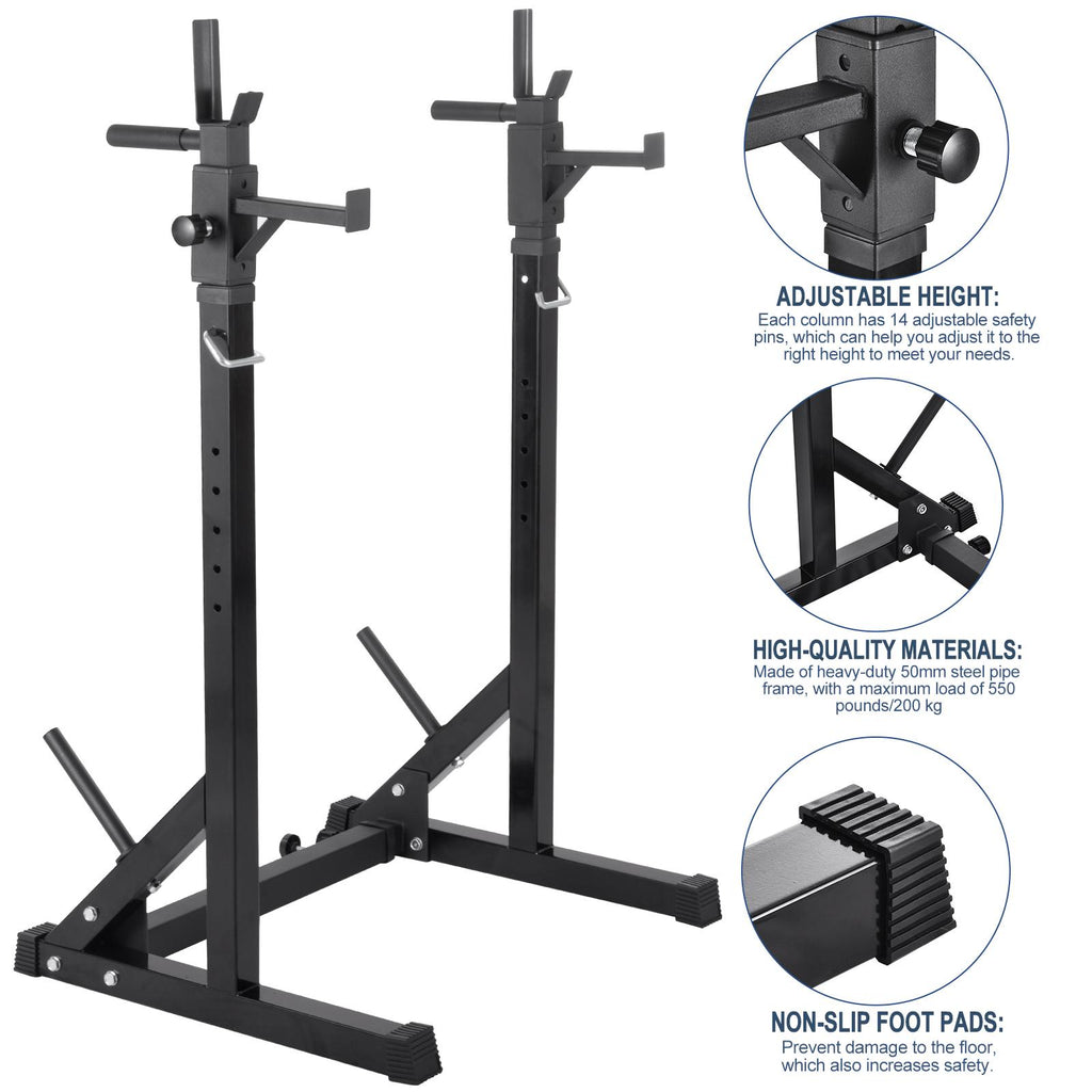ankishi Barbell Rack Squat Stand Adjustable Bench Press Rack 550LBS Max Load Multi-Function Weight Lifting Home Gym Fitness