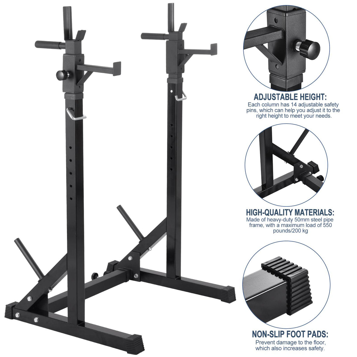 ankishi Barbell Rack Squat Stand Adjustable Bench Press Rack 550LBS Max Load Multi-Function Weight Lifting Home Gym Fitness