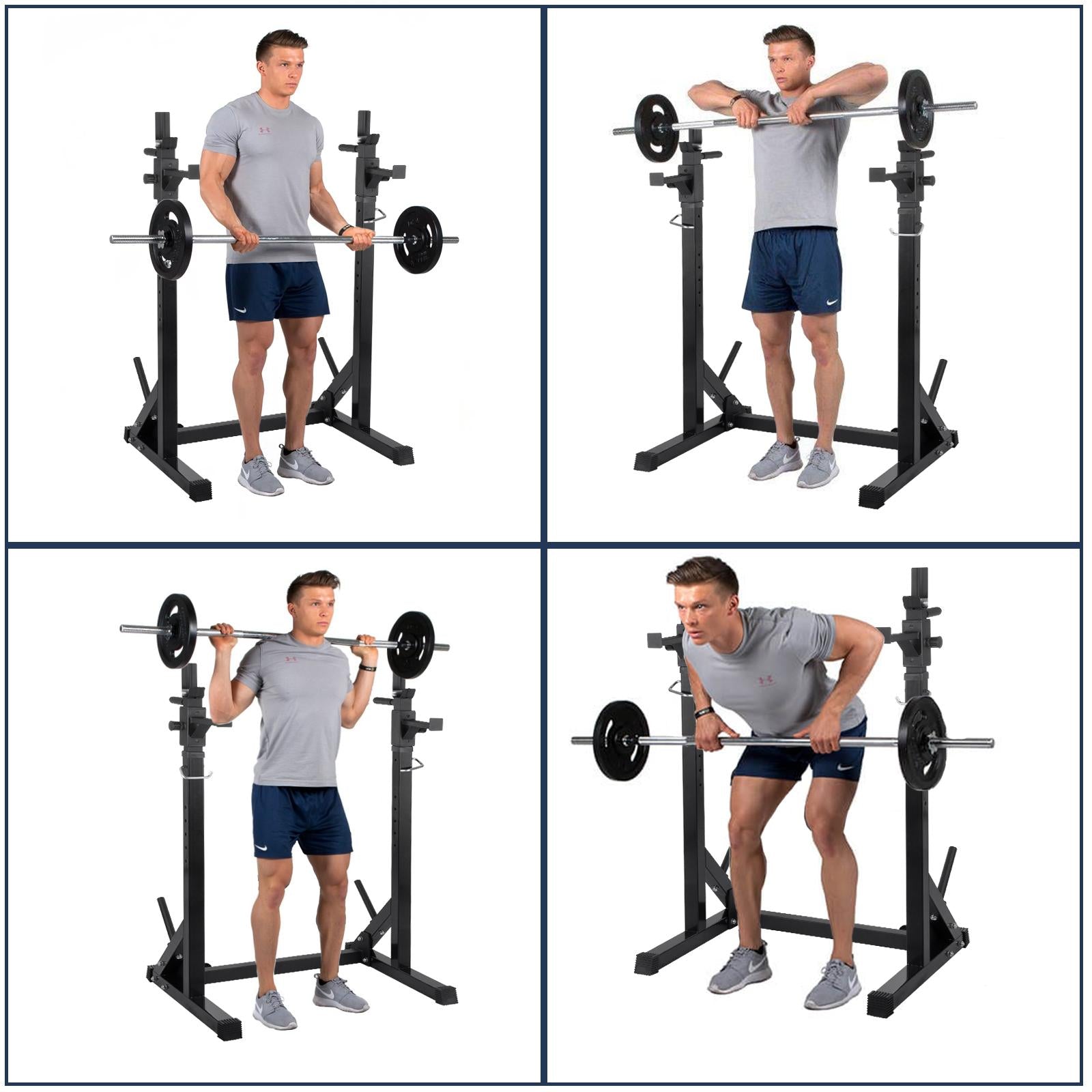 ankishi Barbell Rack Squat Stand Adjustable Bench Press Rack 550LBS Max Load Multi-Function Weight Lifting Home Gym Fitness