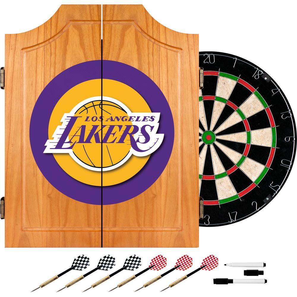 NBA Los Angeles Lakers Wood Finish Dart Cabinet Set
