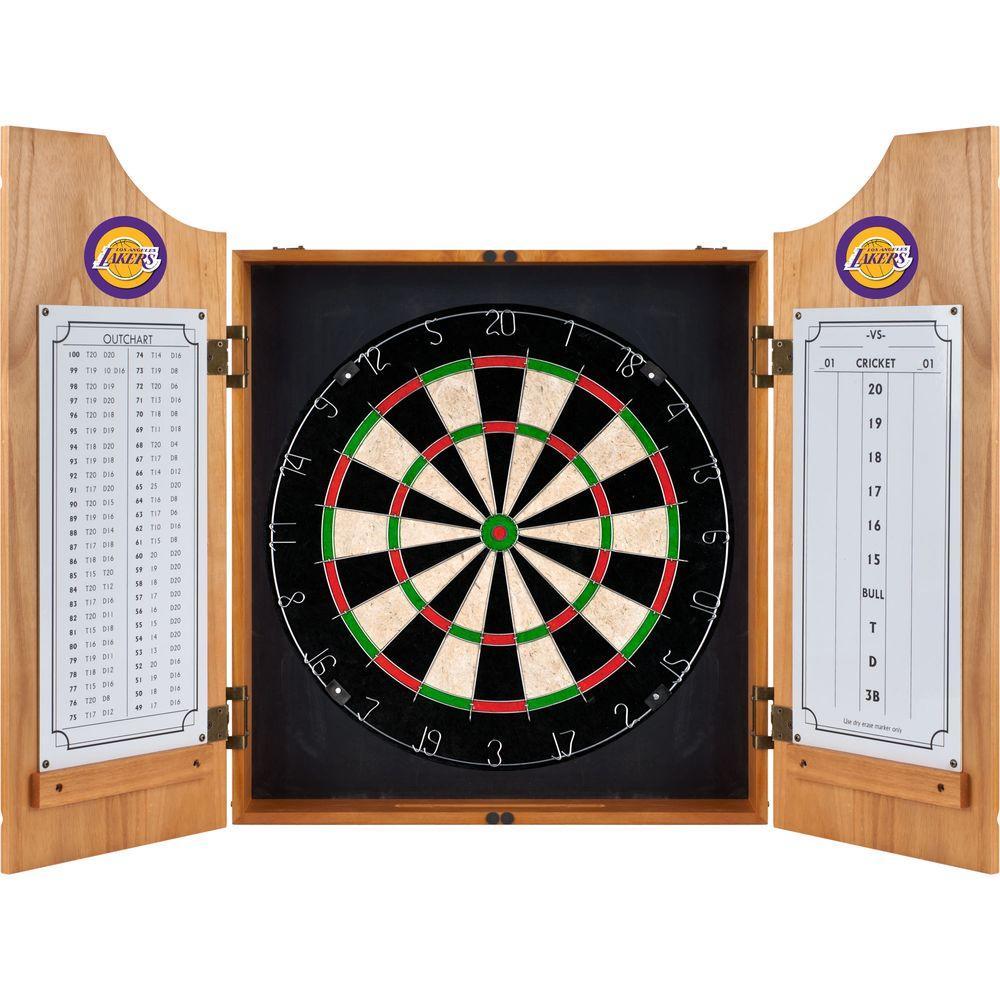 NBA Los Angeles Lakers Wood Finish Dart Cabinet Set
