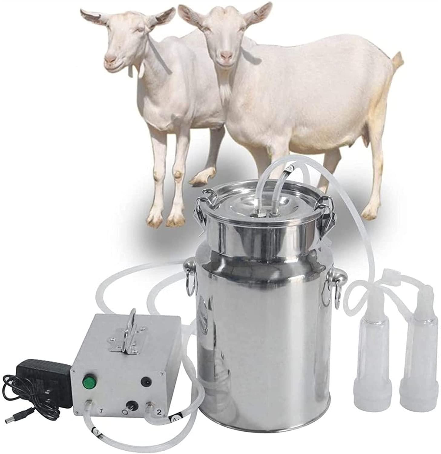 xiuli milking machine for goats cows, pulsation vacuum pump milker, milking supplies w/stainless steel bucket, portable suction machine for jerseys, nigerian dwarfs, nubian mix