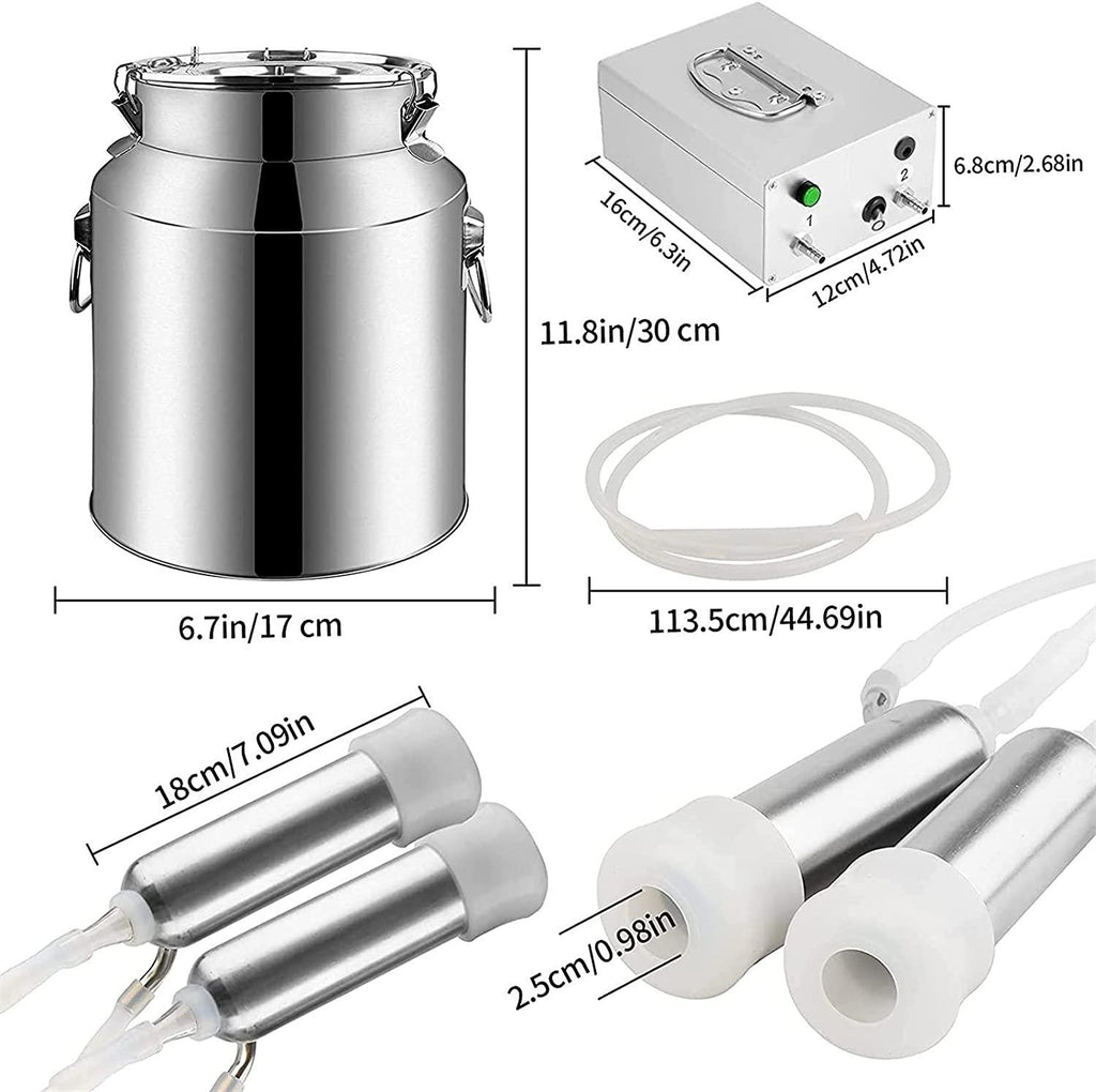 xiuli electric portable milking machine for goats sheep, impulse milking supplies vacuum pump milker with 3l stainless steel milker livestock household domestic farm milking device