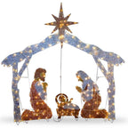 55 in. Crystal Splendor Nativity Set with 150 Mini Clear Lights