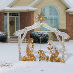 55 in. Crystal Splendor Nativity Set with 150 Mini Clear Lights