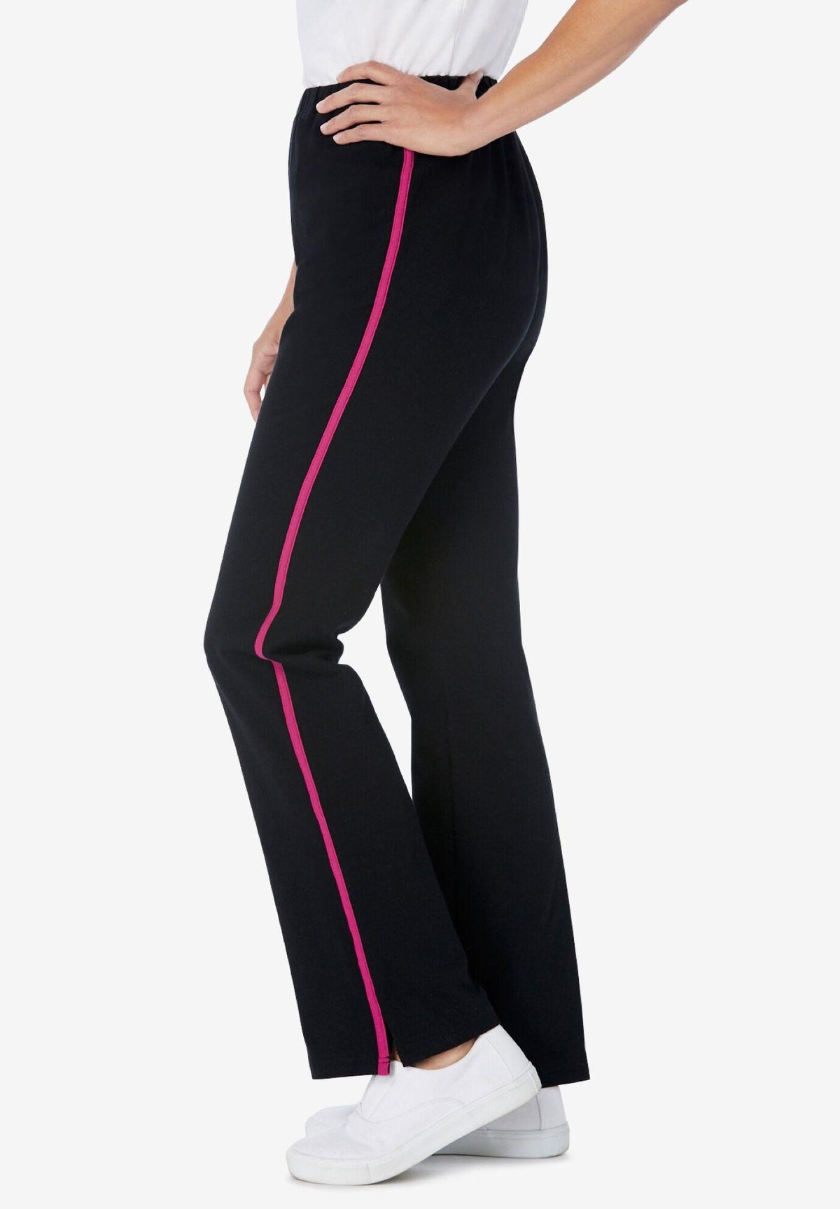 stretch cotton side-stripe bootcut pant