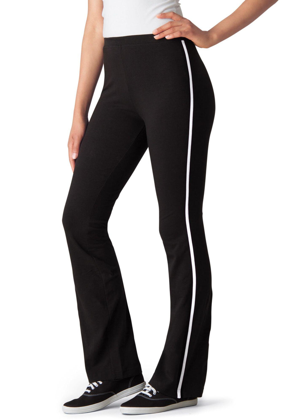 stretch cotton side-stripe bootcut pant