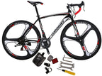 Eurobike XC550 Road Bike 21 Speed 49 cm Frame 700C K Wheels Road Bicycle Dual Disc Brake Bicycle Black White