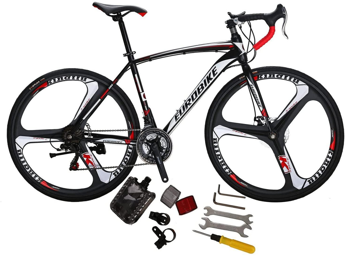 Eurobike XC550 Road Bike 21 Speed 49 cm Frame 700C K Wheels Road Bicycle Dual Disc Brake Bicycle Black White