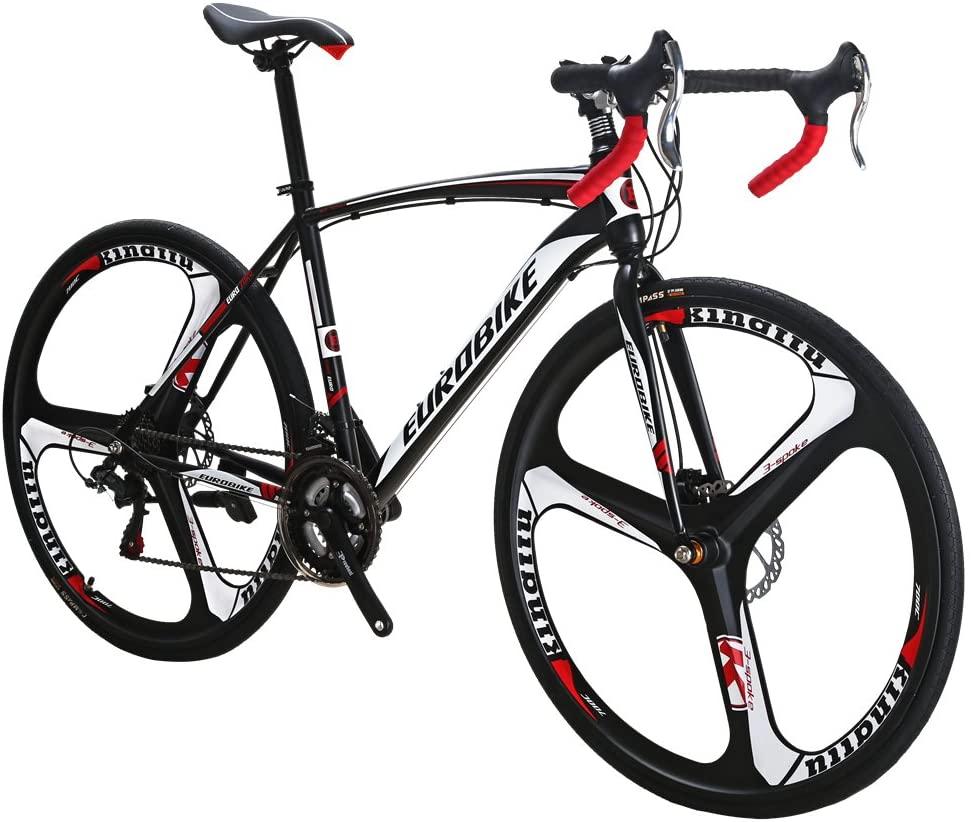 Eurobike XC550 Road Bike 21 Speed 49 cm Frame 700C K Wheels Road Bicycle Dual Disc Brake Bicycle Black White