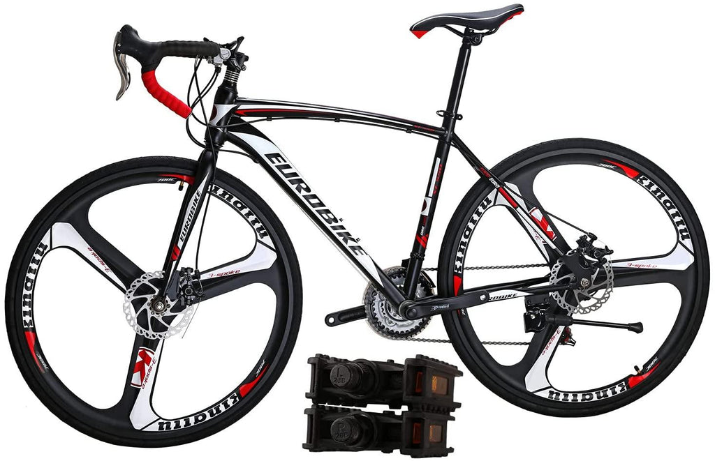 Eurobike XC550 Road Bike 21 Speed 49 cm Frame 700C K Wheels Road Bicycle Dual Disc Brake Bicycle Black White