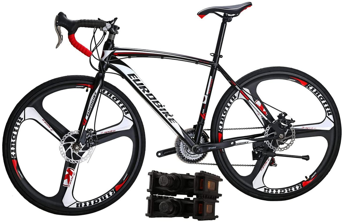 Eurobike XC550 Road Bike 21 Speed 49 cm Frame 700C K Wheels Road Bicycle Dual Disc Brake Bicycle Black White