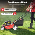 21-Inch 5HP Lawn Mower, 140CC 4-Stroke OHV Engine, Self-propelled Gas Powered Lawn Mowers, 8 Height Adjustment Push Lawn Mower Silencer, Durable Steel Deck Walk-Behind Lawn Mowers for LarFields