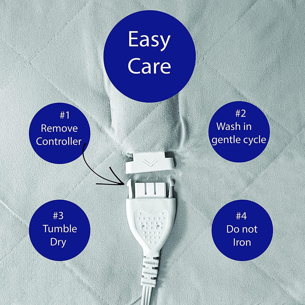 Twin-Size Heated Electric Blanket with Sherpa, Machine Wash &amp; Dry, Timer &amp; Safety Shutoff, 84Lx62W, Toile Sky Blue