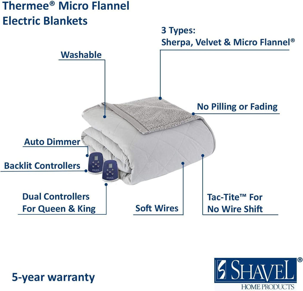Thermee Micro Flannel Electric Blanket  Birches  King