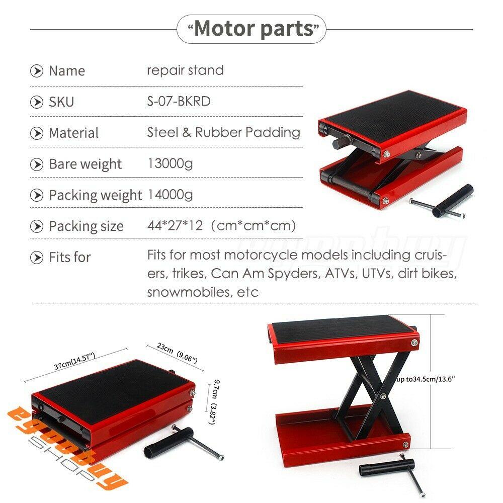 Wide Deck Scissor Lift Jack Crank Stand 1100 lbs Universal For Motorcycles ATVs